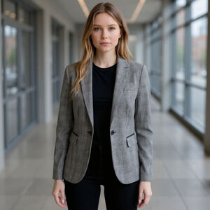 Mercer Madison Houndstooth Print One Button Blazer Small